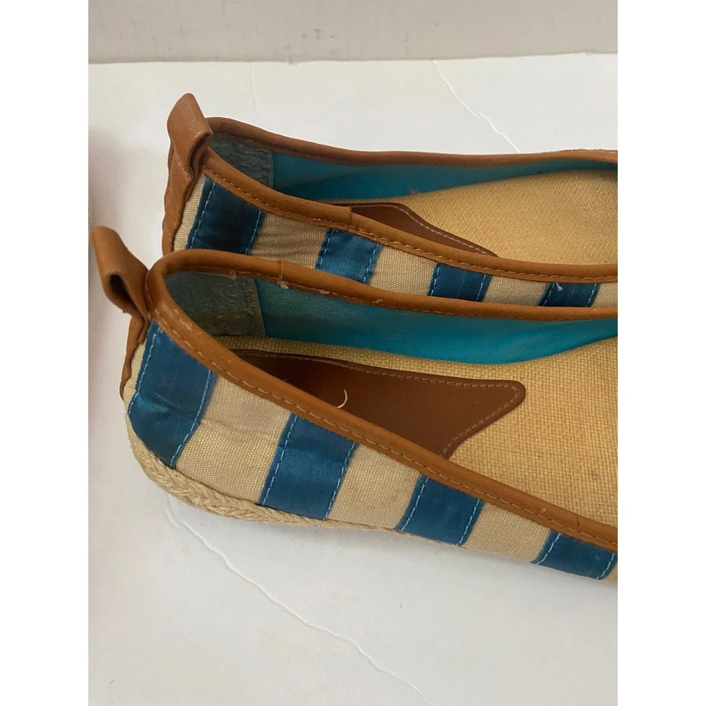 Lot of 2‎ Kim Rogers Striped Espadrille Flats Red Blue Nautical Flower Accents8